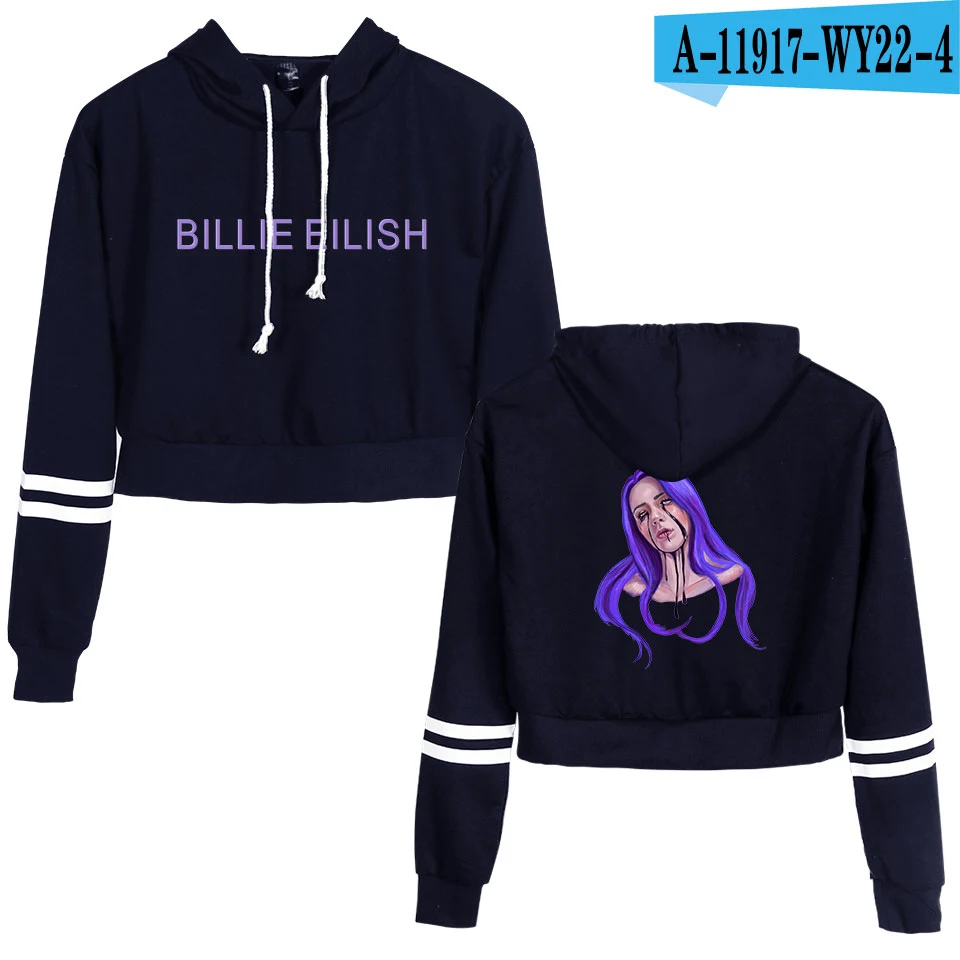 navy blue Новое поступление, толстовки с капюшоном Billie Eilish для женщин, пикантные весенне-осенние хлопковые уличные толстовки Harajuku Billie Eilish для девочек - Цвет: navy blue