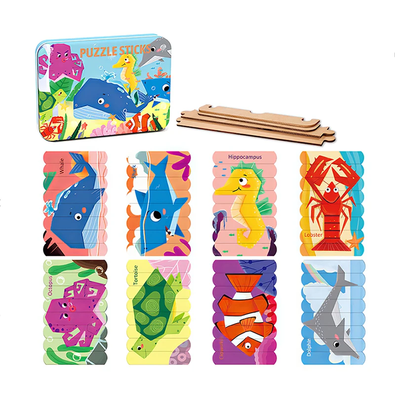 

Wooden Toys Jigsaw Puzzle Creative Strip Puzzles For Kids Montessori Toy For Children Cartoon Wooden Puzzle Set Educational Toy