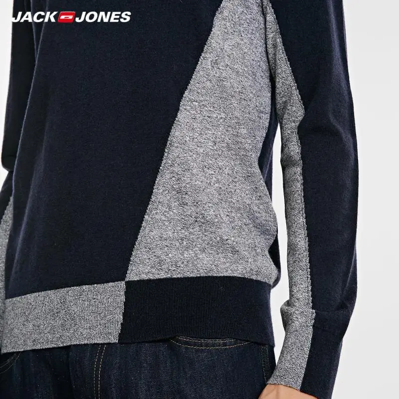 JackJones осенний мужской шерстяной свитер с контрастной строчкой Топ 218324526 | Мужская