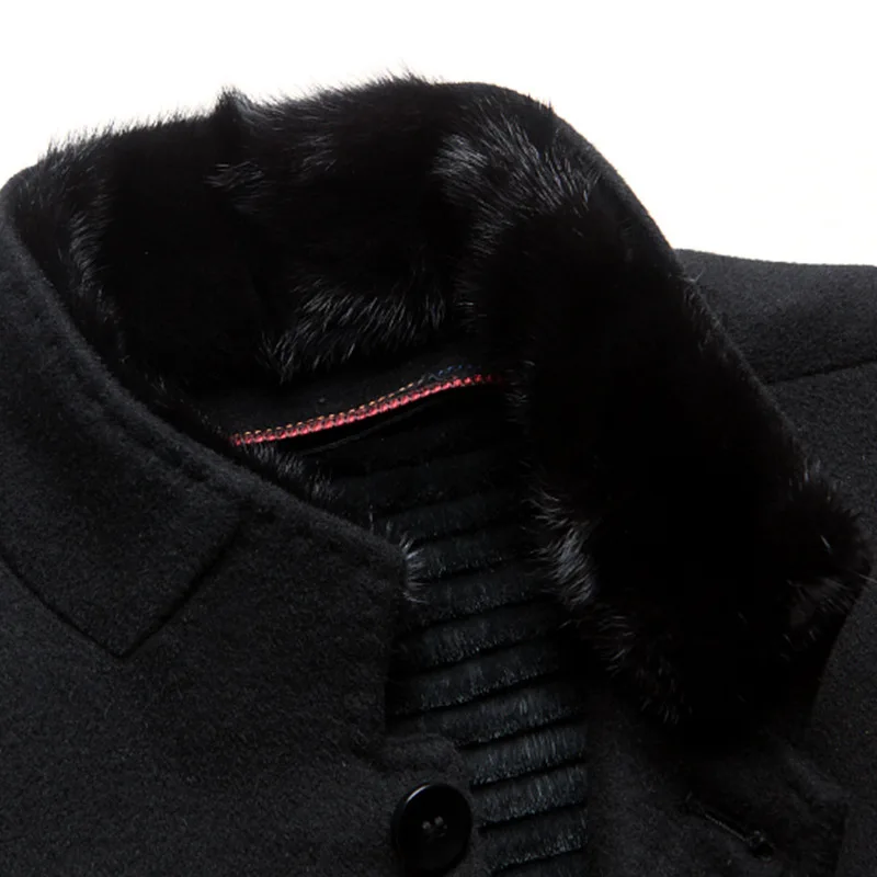 Тренчкот BATMO мужской из 100% шерсти Воротник натурального меха норки подкладка