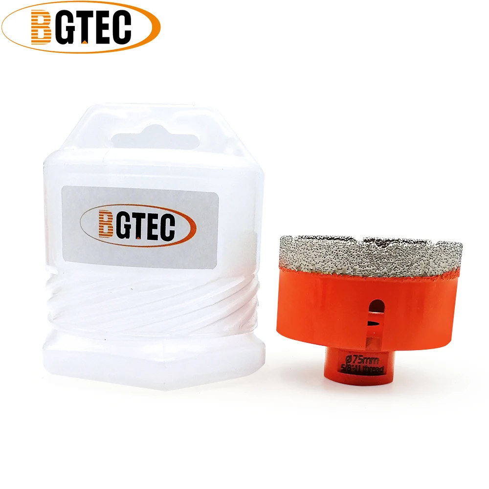 BGTEC 1 шт. 75 мм Вакуумные пайки сверла 5/8-11 соединение Фарфоровая Плитка сверло ядро