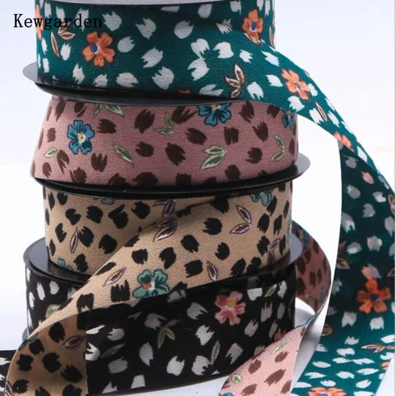 

Kewgarden Floral Leopard Chiffon Ribbons 1" 1.5" 25mm 38mm DIY Hair Bows Accessories Materials Handmade Carfts Maker 10 Yards