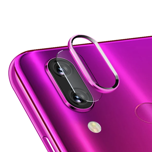 Для Xiaomi RedMi Note 7 металлический Задний защитный кольцевой чехол для объектива+ объектив камеры закаленное стекло для Redmi Note7 Pro защита экрана - Цвет: Purple and Glass