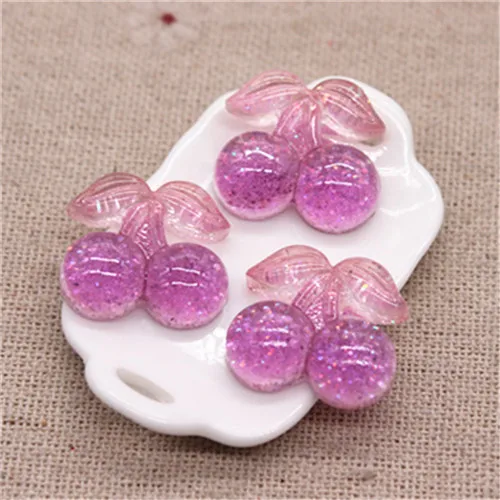 4cherry 20pcs 20 шт новые смолы блеск градиент сердце/звезда/лук/корона/вишня/Seashell Кабошоны украшения Шарм основы для заколок для волос деко - Цвет: 4cherry 20pcs
