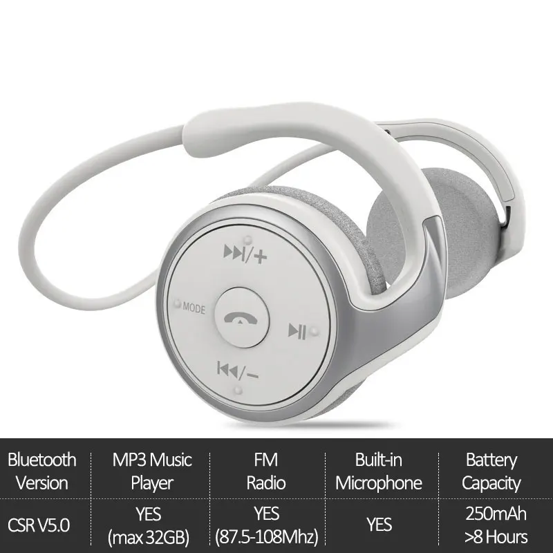 AX-698 Bluetooth 5.0 Headphones Sports Running Wireless Earphone Sweatproof Headset with Mic Support TF Card FM Radio MP3 Player |