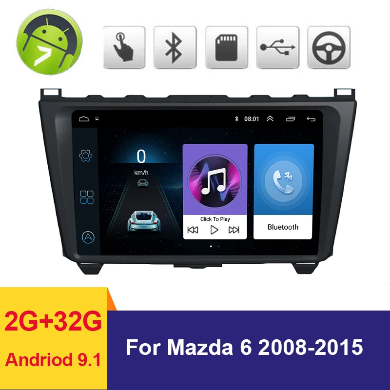 2 Din Car Radio Multimedia Player for Mazda 6 Rui wing 2008-2015 Android 9.1 Auto Stereo GPS Navigation Head Unit Audio | Автомобили и