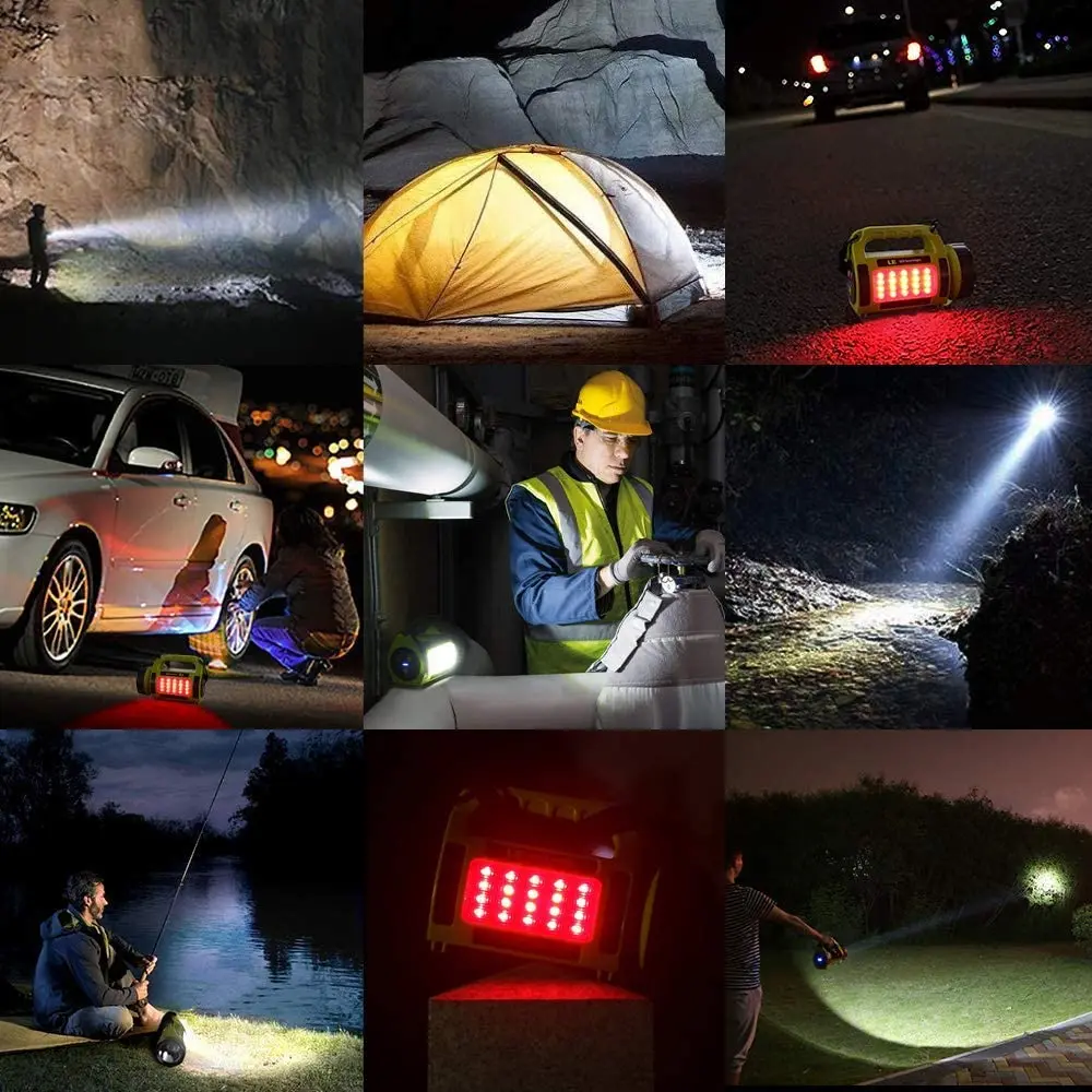 

80000LM LED Searchlight Portable USB Rechargeable Flashlight Work Light Camping Light 3600mAh Power Bank Emergency Light Torch