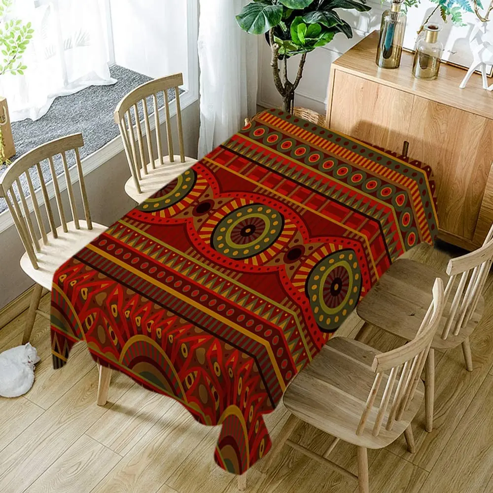 Tribal Pattern Abstract Ethnic African Stripe Culture Indian Rectangle Tablecloth | Table Cloth