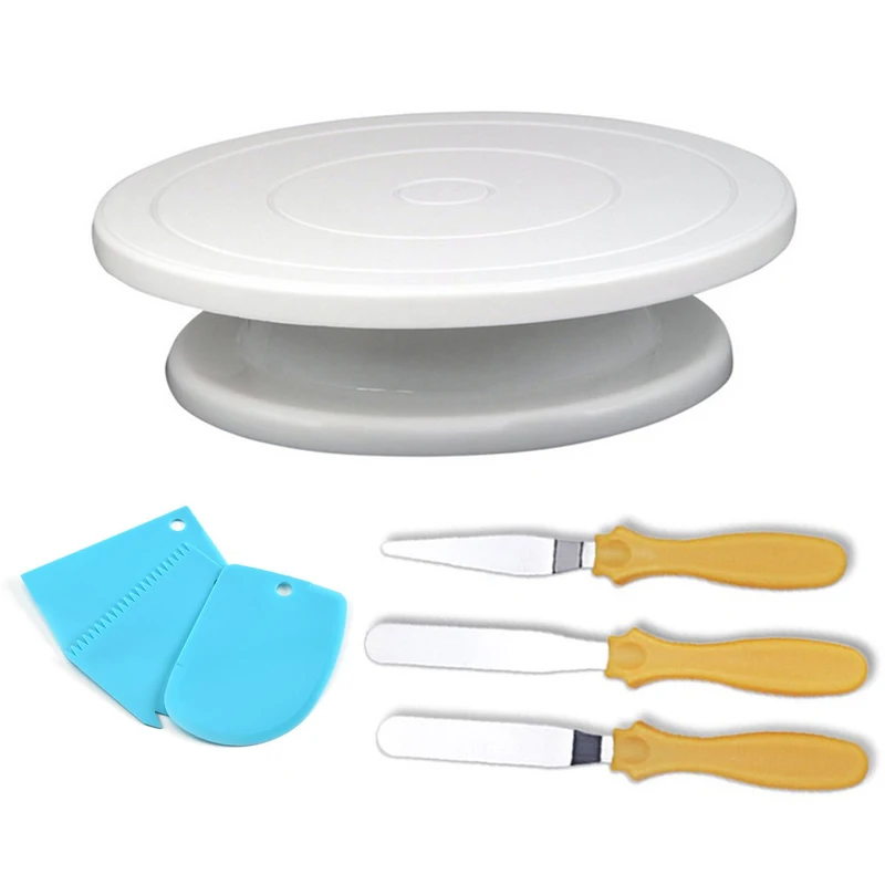 

High quality Plastic Cake Turntable Rotating Cake Plastic Dough Knife Decorating 10 Inch Cream Cakes Stand Cake Rotary Table