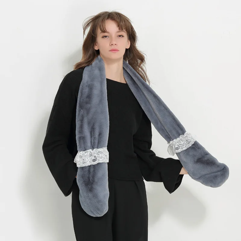 Qearlstar зимний шарф из искусственного лисьего меха перчатки для женщин меховая