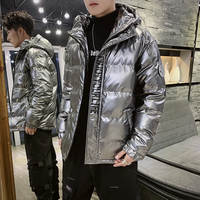 

Autumn/winter New Men's Bread Cotton-padded Jacket Trendy Brand Korean Fashion Loose Padded Jacket Shiny Hooded Padded Jacket