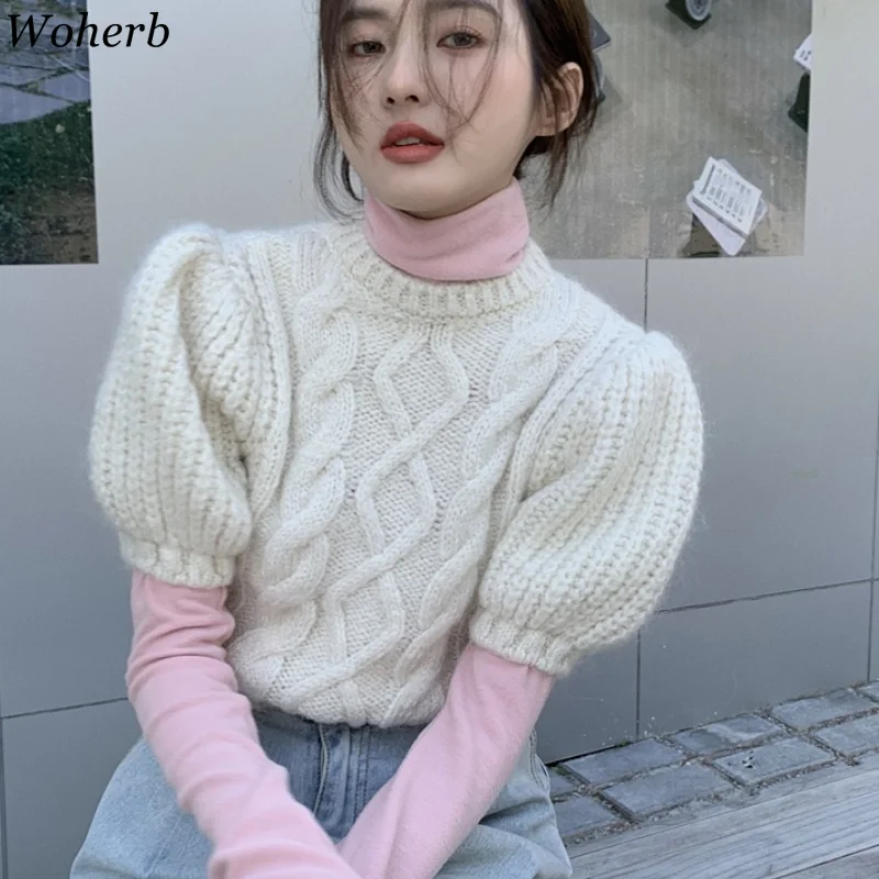 Woherb осенняя одежда укороченные пуловеры топы женские шикарные винтажные