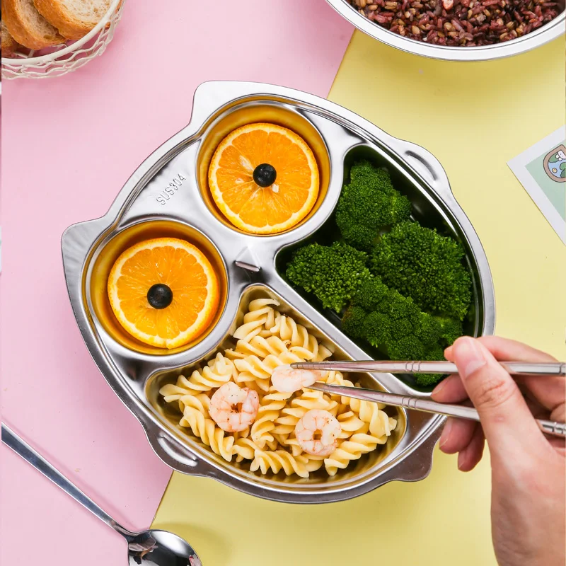 Ланч-бокс CHANOVEL из нержавеющей стали 304 с мультипликационным принтом тарелка для