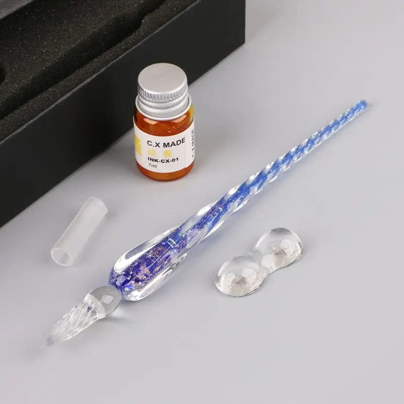 

Luminous Glass Dip Fountain Pen Signature Ink Business Gift Office Supplies Calligraphy M5TB