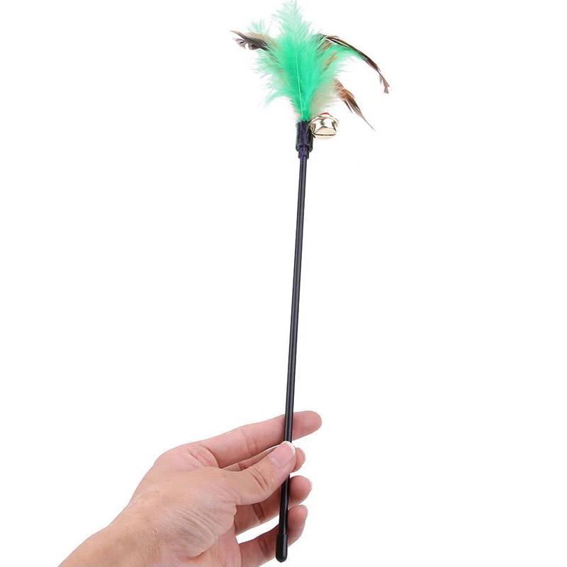High Quality 60CM Cat Toy Funny Stick With Small Bell Feathers Playing Rod Toys Pet Product Random Color VE | Дом и сад
