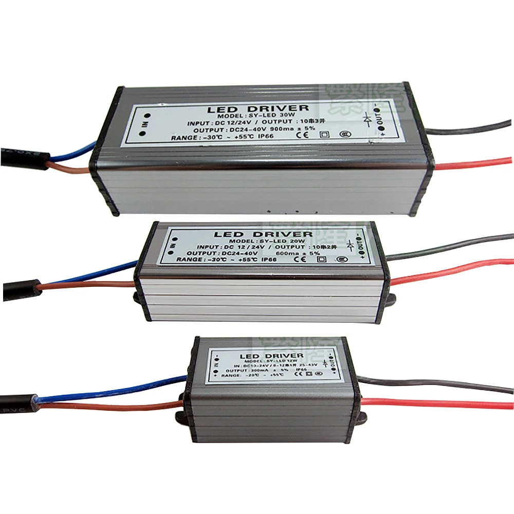 

LED Driver 260mA 580mA Low Voltage AC/DC12V 24V Input 10w 20w 30w 50w Waterproof Boost Power Supply For Outdoor Flood Light