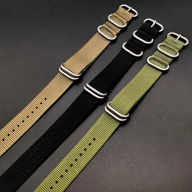 nylon straps 20mm 22mm Nylon Watch Band Strap Zulu strap watch strap ring buckle 280mm Watchband Steel diving strap