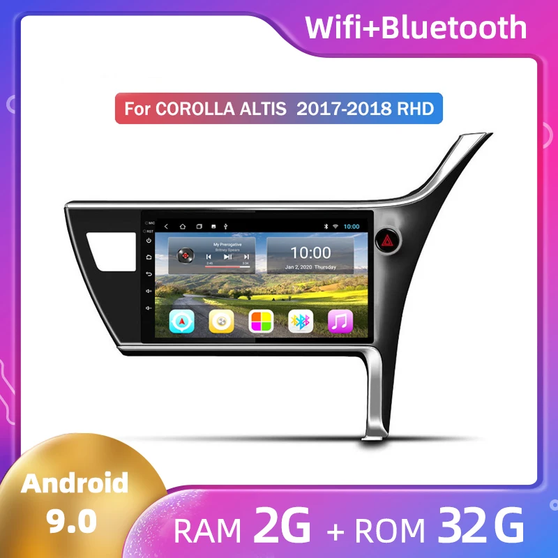Автомагнитола для Toyota Corolla Altis RHD 2017 2018 с большим экраном Android навигатор 9