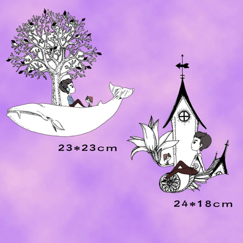 Новинка 2019 пластыри с китами мечты деревом сказочной сценой термотрансферные