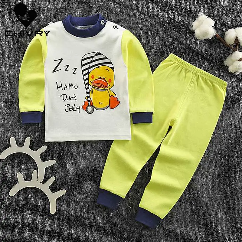 Детский пижамный комплект для мальчиков и девочек Милая футболка с длинным