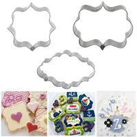 3d 3pcspack cooking tools for cake stainless steel cookie cutter wedding blessing frame shape biscuit chocolate mold stencil