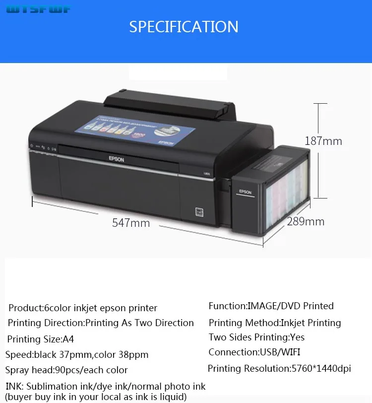 Оригинальный Wtsfwf 220V 110V EPSON L805 6 видов цветов струйный принтер A4 фото