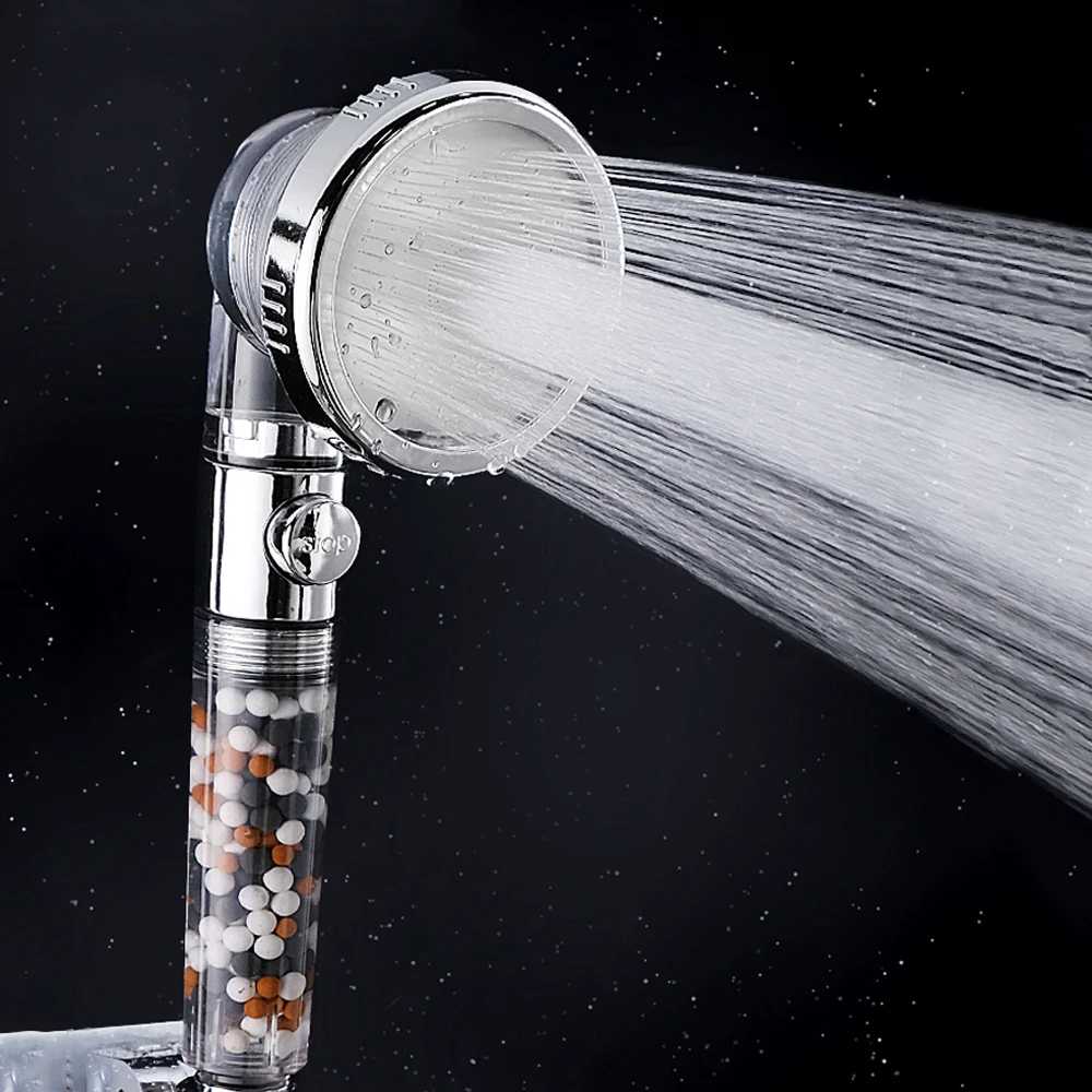 

Bathroom 3 Modes Adjustable Bath Shower Jetting Shower Head High Pressure Saving Water Anion Filter Shower Head with Stop Pause