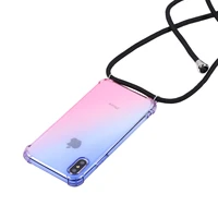 rainbow aurora transparent lanyard case for xiaomi redmi 9t 9c 8a note 8 7 9s pro 8t 9 10s 10 lanyard shoulder rope cord airbag