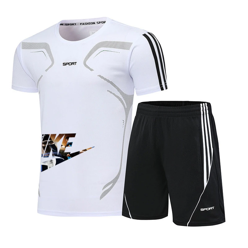 

2021 summer new fashion trendy men's clothing, printed sports short-sleeved T-shirt + sports casual shorts, comfortable and brea
