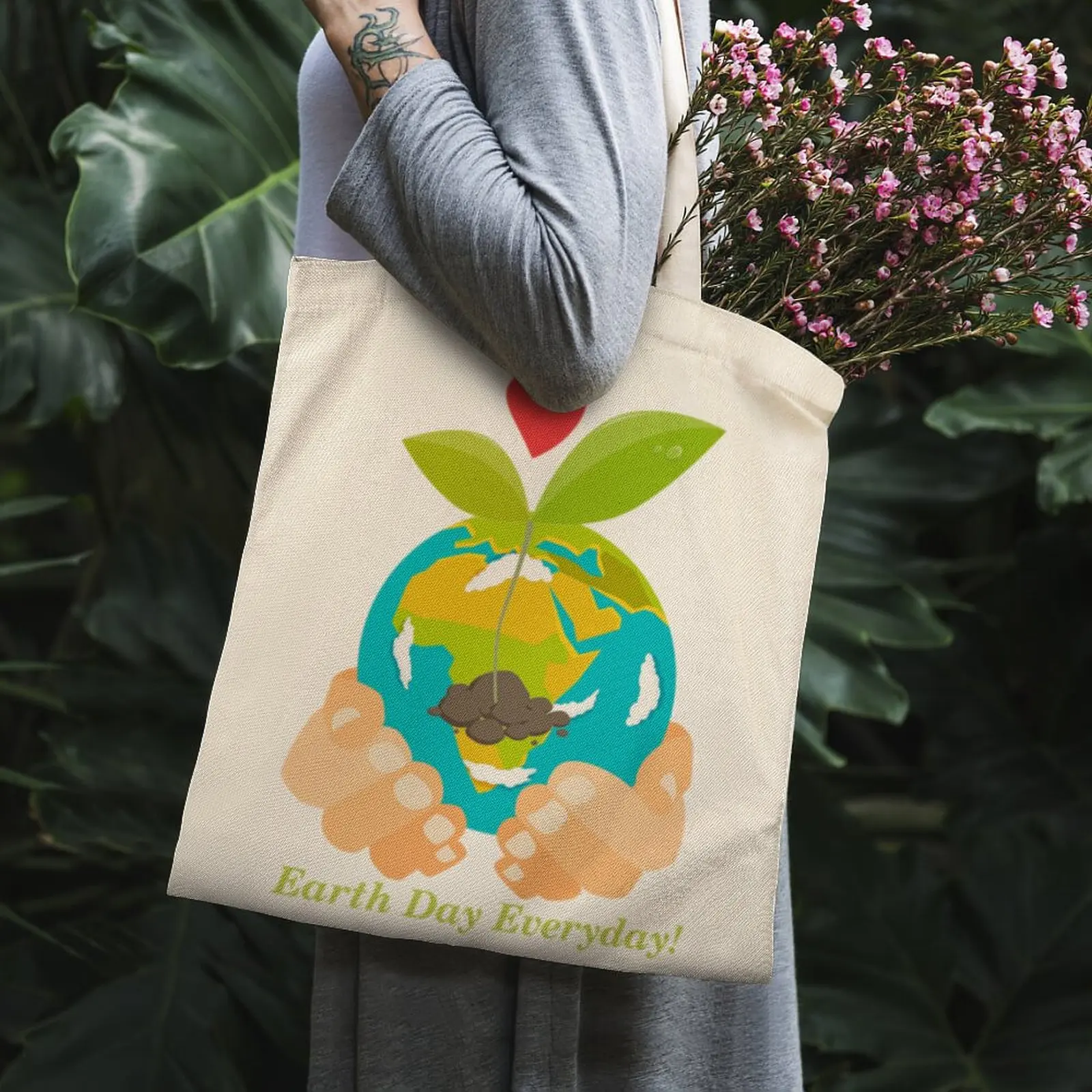 

Earth Day Everyday Tote Bag White Shoulder Bag Punk Travel Customizable