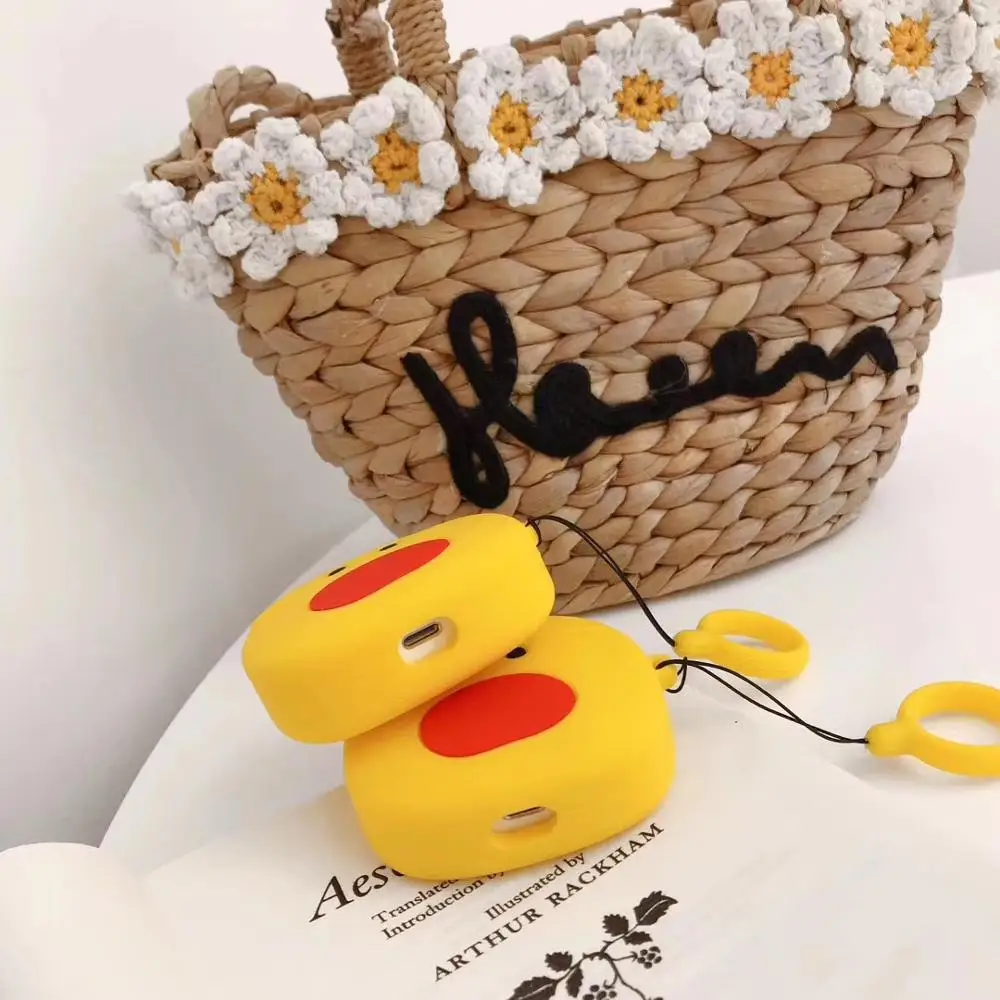 3D милый чехол для наушников Airpods мягкий силиконовый из утиного яйца защитный Apple 1