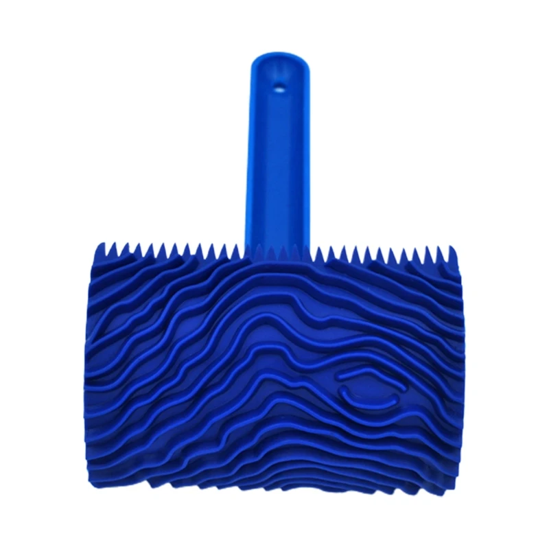 

Blue Wood Grain Tool with Rubber Handle Graining Empaistic Stamp Pattern for Wall Painting DIY Decoration Paint Roller