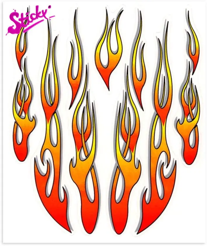 

STICKY Fiamme Car Sticker Decal Decor For Motorcycle Off-road Laptop Trunk Guitar Skateboard Helmet 20 X 24 Cm