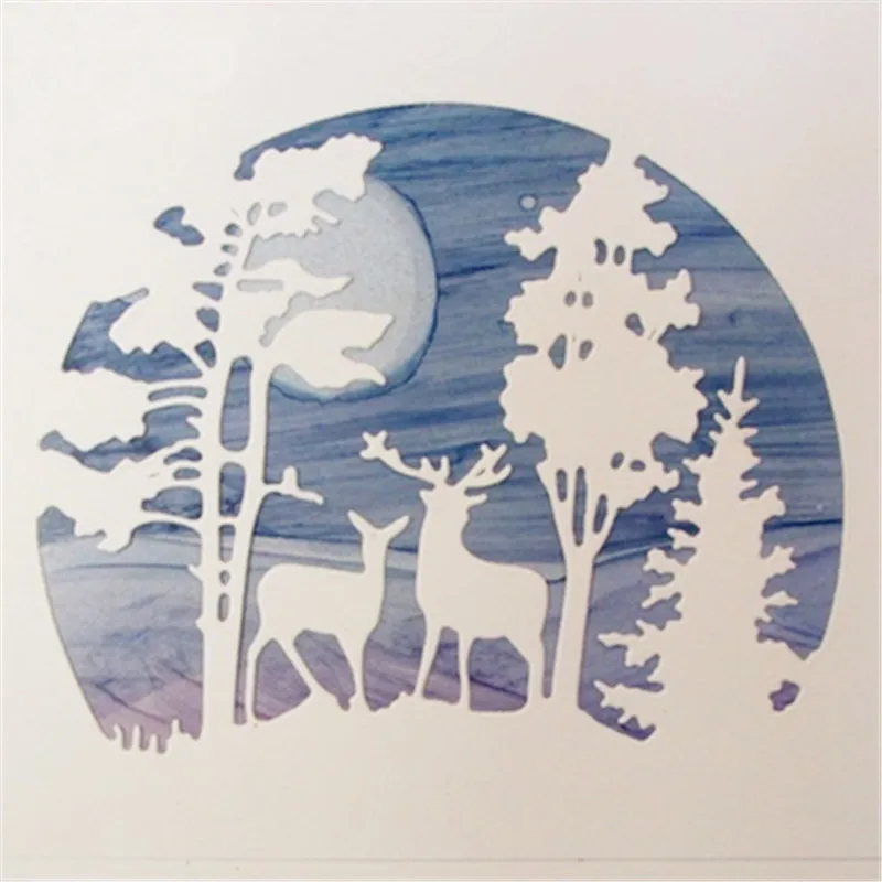 Happy Christmas Tree Animal Deer Frames металлические режущие штампы высечки для скрапбукинга DIY