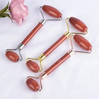 natural double head wrinkle removal facial massager skin care tools jade red jasper stone face rollers crystal massager beauty