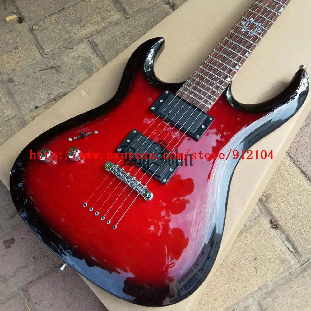 Новая электрогитара с 6 струнами для левой руки корпус из красного дерева и