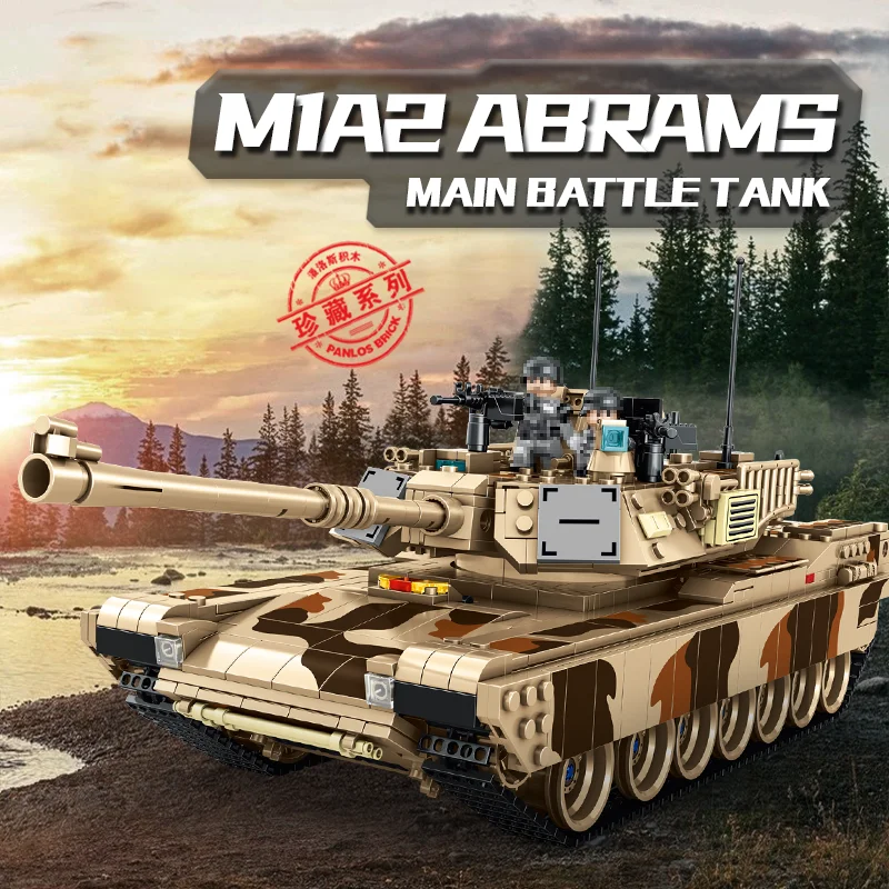 

Military War Weapon M1A2 Abrams Main Battle Tank Model Bricks Building Blocks Toys for Children Kids Boys Gifts 1630Pcs