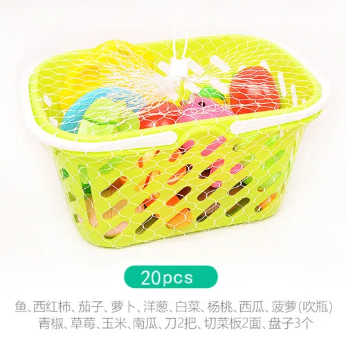 20pcs with Basket3 Прямая ; набор из 10 шт./компл. Пластик Кухня комплекты Монтессори взаимодействие между родителями и детьми нарезать овощи и фрукты для детей - Цвет: 20pcs with Basket3