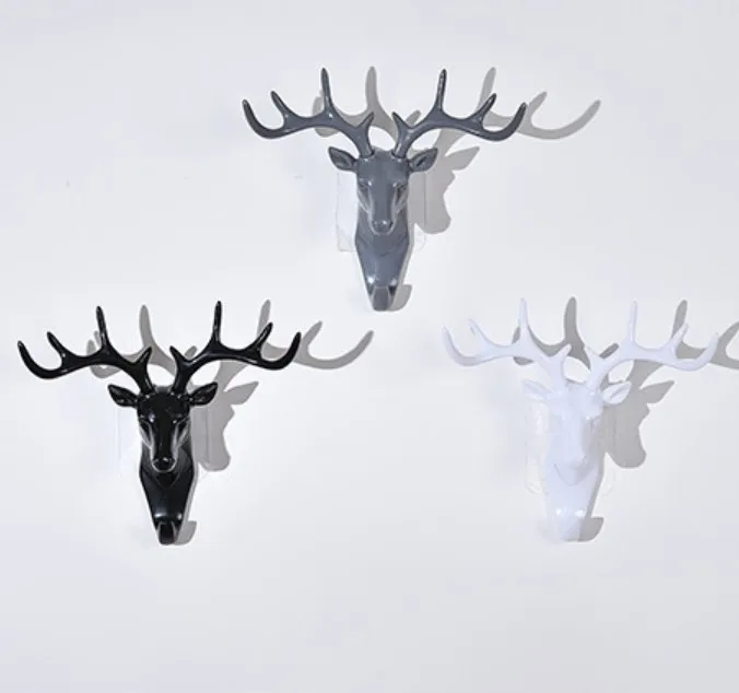 Самоклеящаяся вешалка в виде головы оленя для одежды|Крючки и направляющие| |