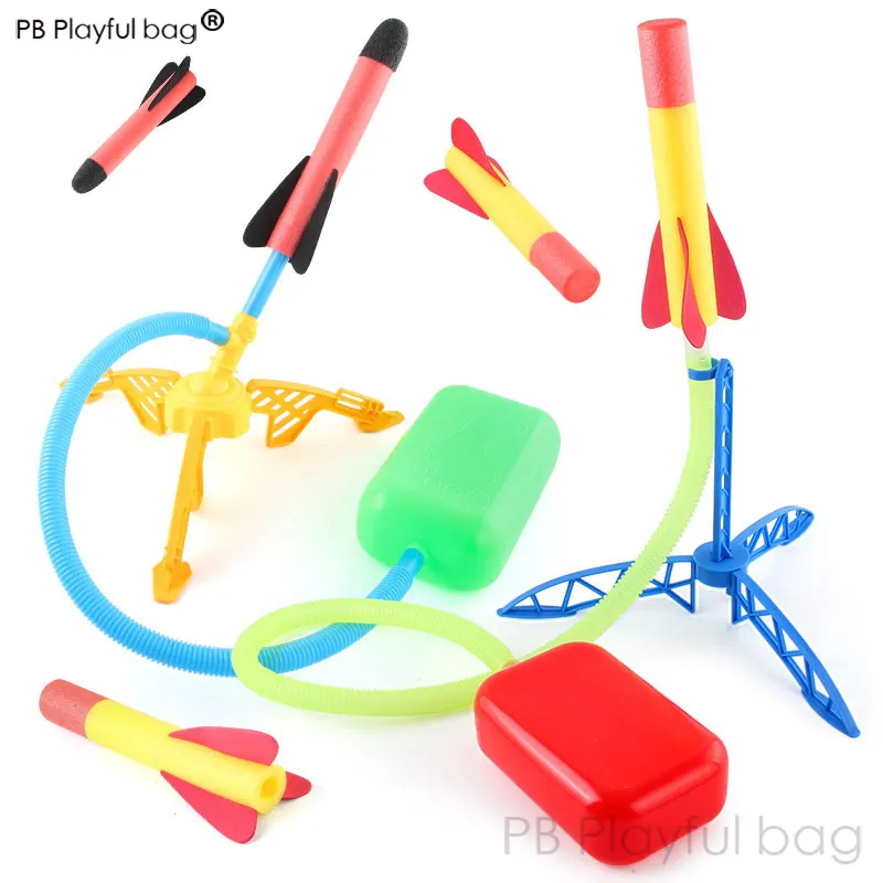 

Playful bag Outdoor sport Stomp Rocket Air pump ejection rocket toy for kids Safety EVA Foam material Famiy game toy NA06