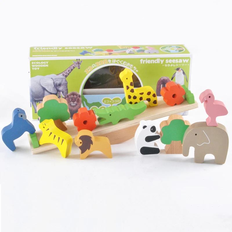 

Wooden Kids Animal Seesaw Toy Child Balance Training Game Building Block Toy Creative Educational Toys Gifts For Boys Girls