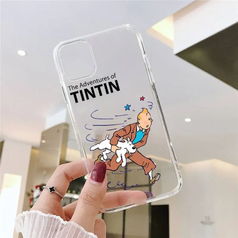 

The Adventures of Tintin Phone Case Transparent soft For iphone 5 5s 5c se 6 6s 7 8 11 12 plus mini x xs xr pro max