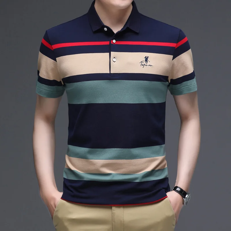 Мужская рубашка-поло с коротким рукавом Брендовые повседневные деловые