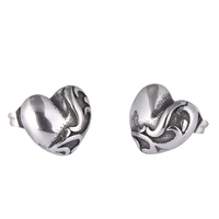fashion women girl earrings stainless steel heart shaped ear studs earrings silver color piercing jewelry accessories pd0579