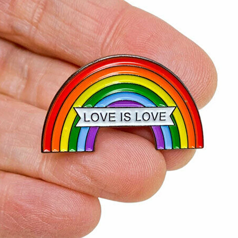 Симпатичная Радужная брошь с надписью Love Is эмалированные металлические значки