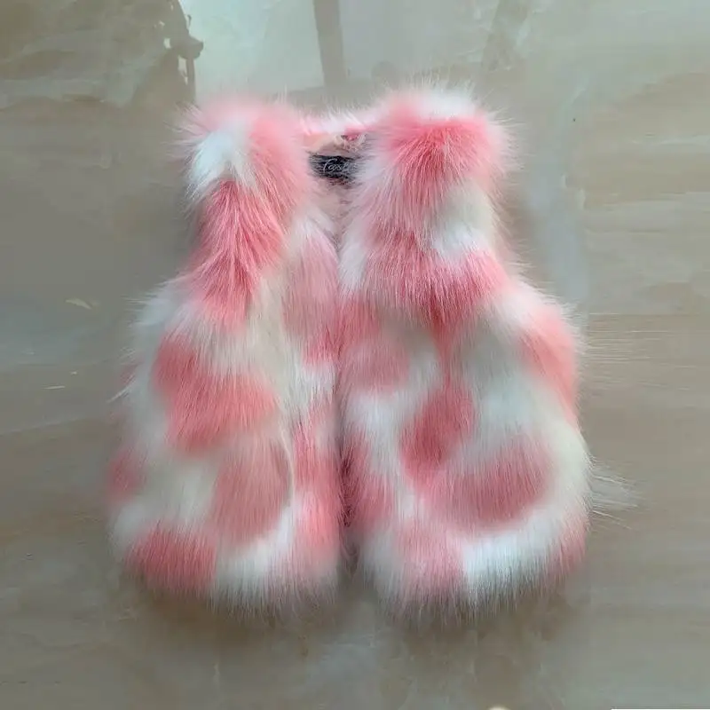 Baby Girls Faux Fur Vest Autumn Winter Children Waistcoat Colorful Kids Warm Sleeveless Jacket For Girl Outerwear TZ276 |