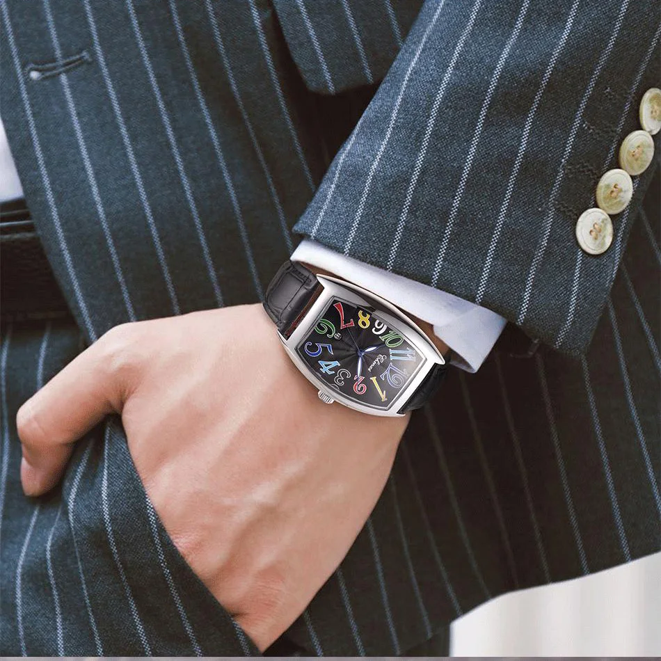 Fashion Luxury Brand Square Watch Men Tonneau Waterproof Business Quartz Leather Wrist for Clock Male erkek kol saati | Наручные часы