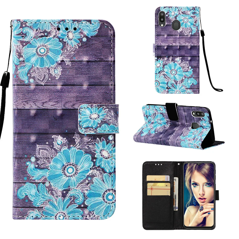Flip Case for Samsung Galaxy M20 20M Mobile Phone Leather Cover M 20 SM-M205FN/DS SM M205FN/DS Butterfly Wallet Card Slot Funda | Мобильные