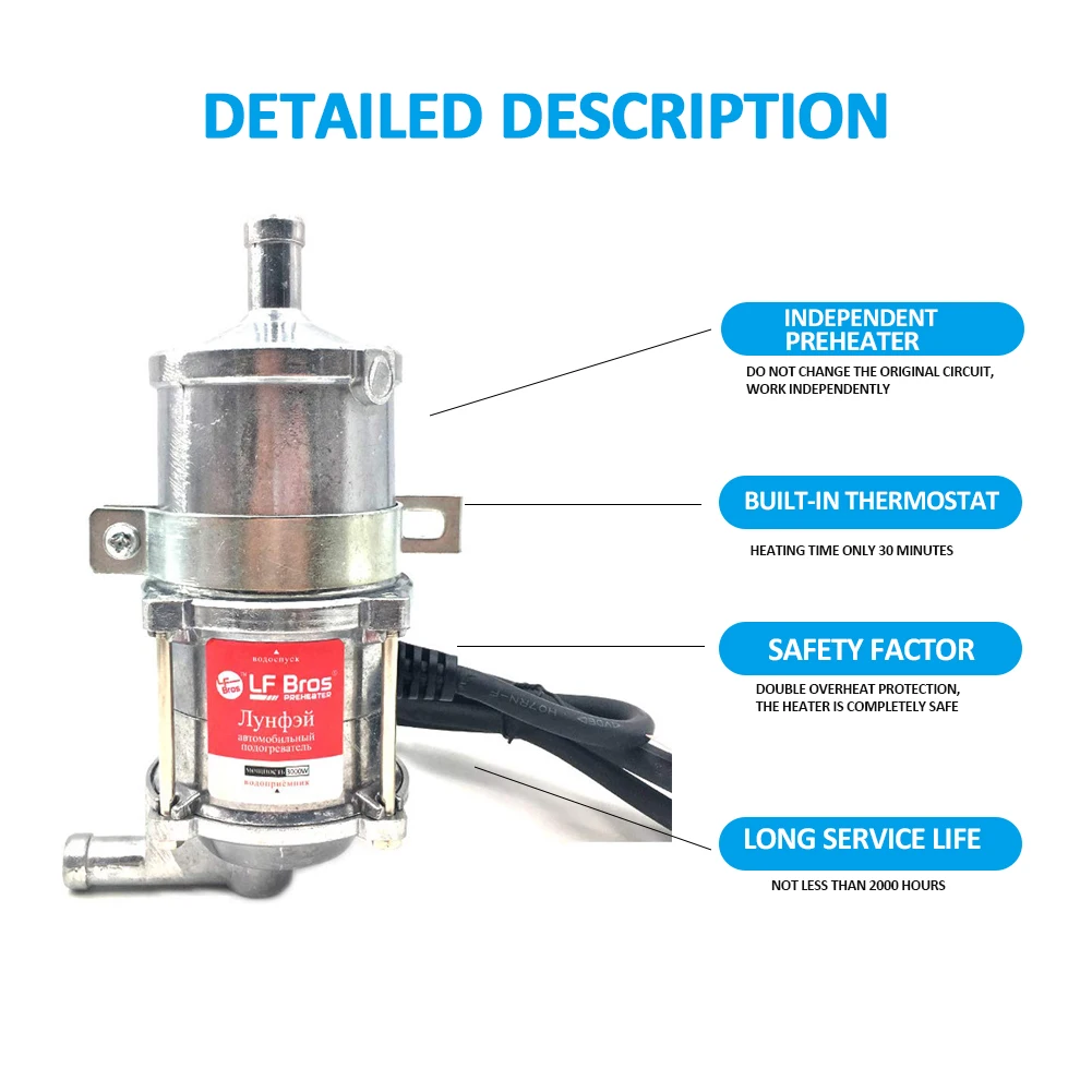 

Car Pre-heater Anti-dry Burning Antifreeze Engine Block Heater 3000W 220V Diesel Engine Preheater For 1.8 Liters Displacement
