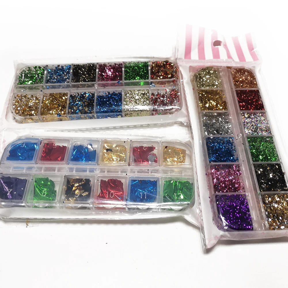 Bittb золотой серебряный ноготь бумага фольги нерегулярные алюминиевые хлопья